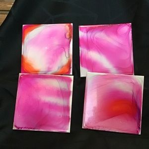 NWT set of Ceramic Coasters with acrylic feet on bottom